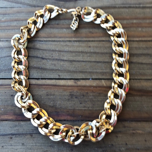 Vintage 80’s Monet Chunky Double Link Curb Necklace! 16” x 3/4” EUC - Picture 1 of 15